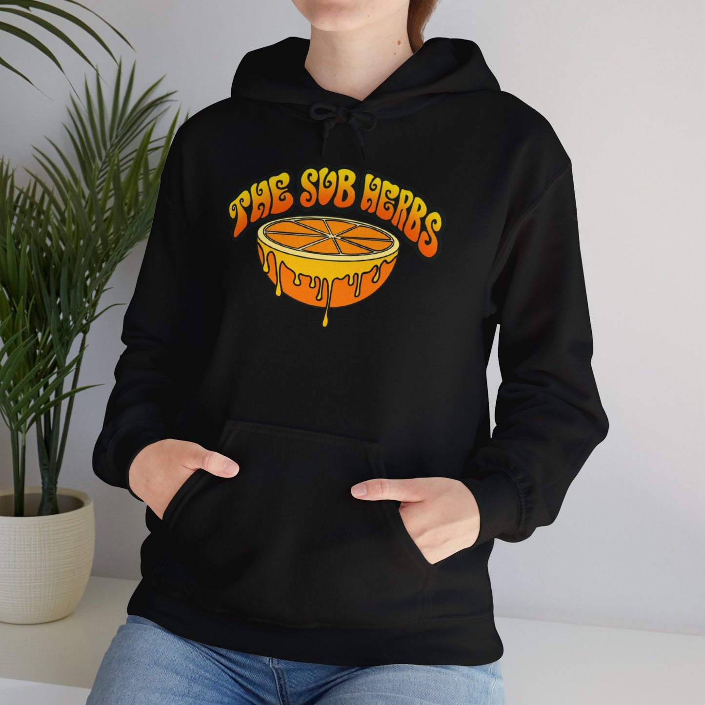Orange Drip Graphic Hoodie - Cozy Citrus Design