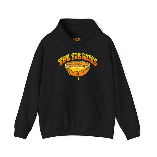 Orange Drip Graphic Hoodie - Cozy Citrus Design