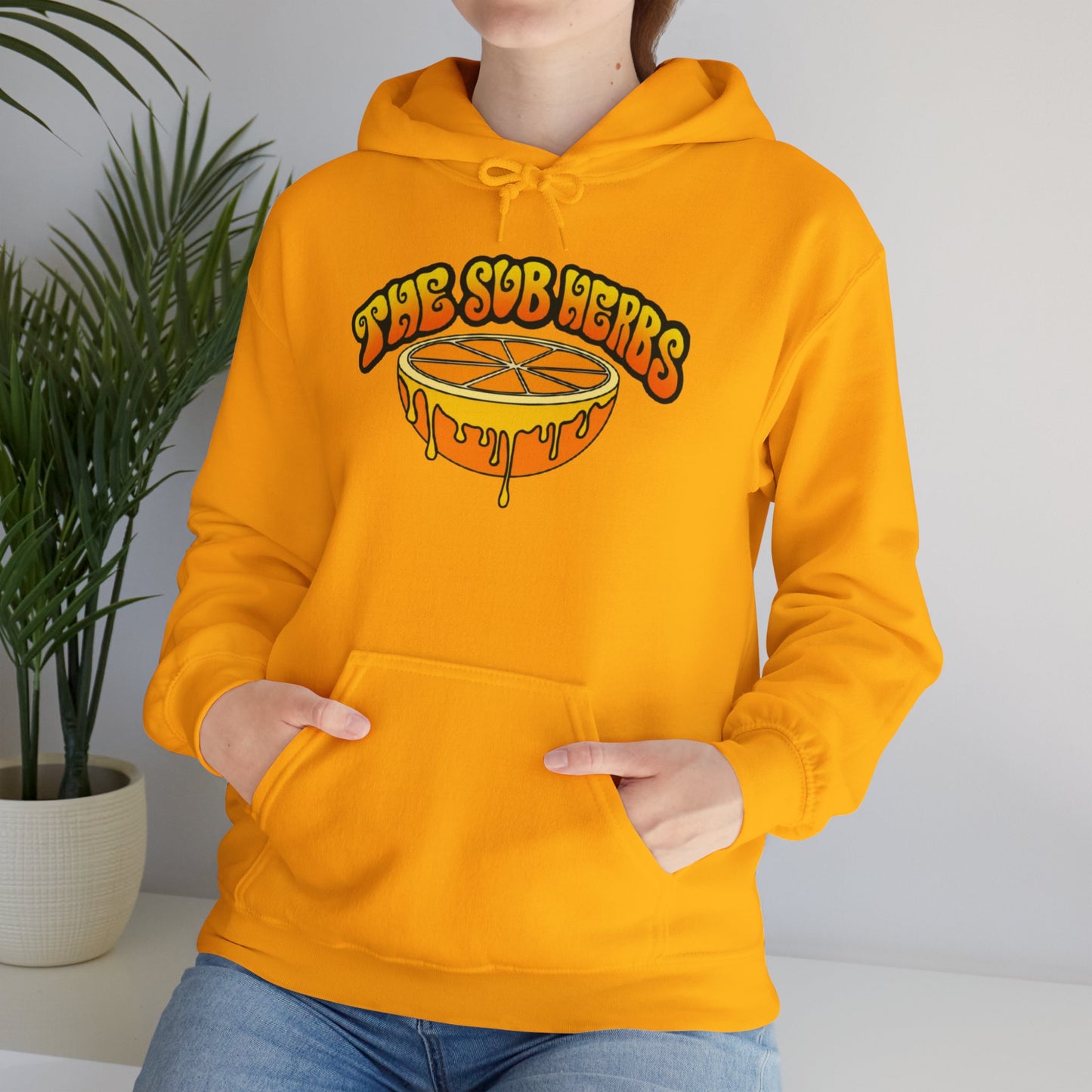 Orange Drip Graphic Hoodie - Cozy Citrus Design
